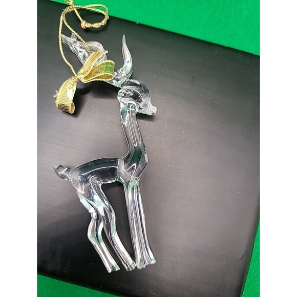 Avon Vintage Reindeer Christmas Ornament 4" Clear Plastic - Picture 2 of 8